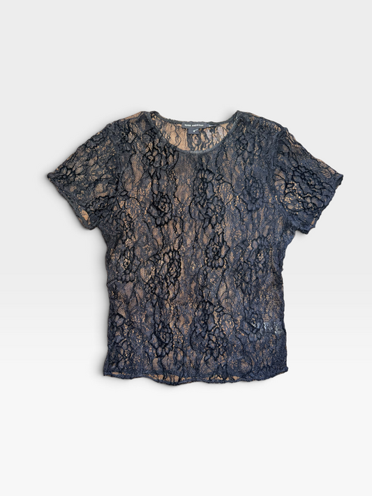 BLACK LACE GOOD AMERICAN BABY TEE (ORG. $99) S