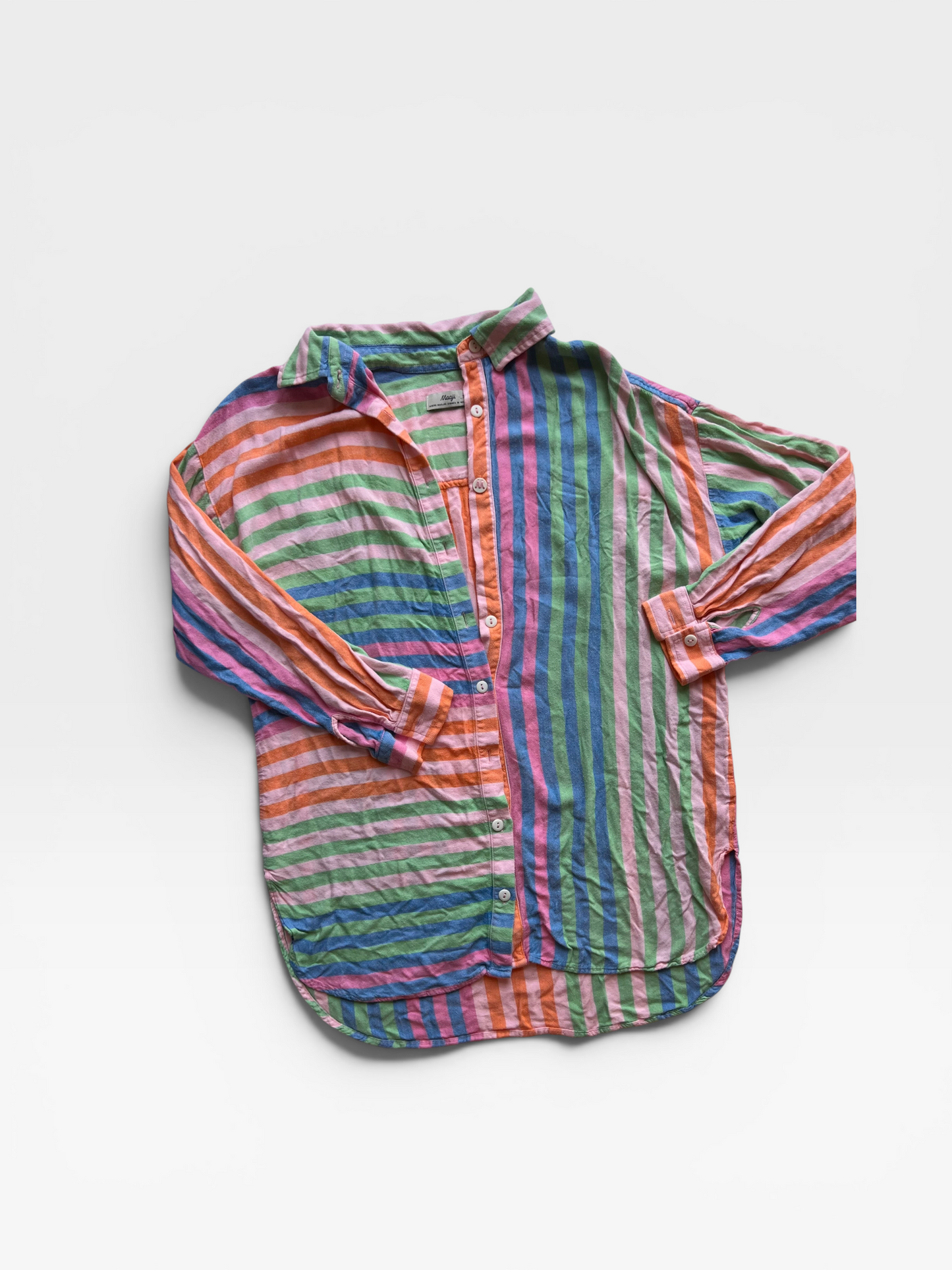 MAAJI STRIPPED BEACH SHIRT COVER UP (ORG. $80) S