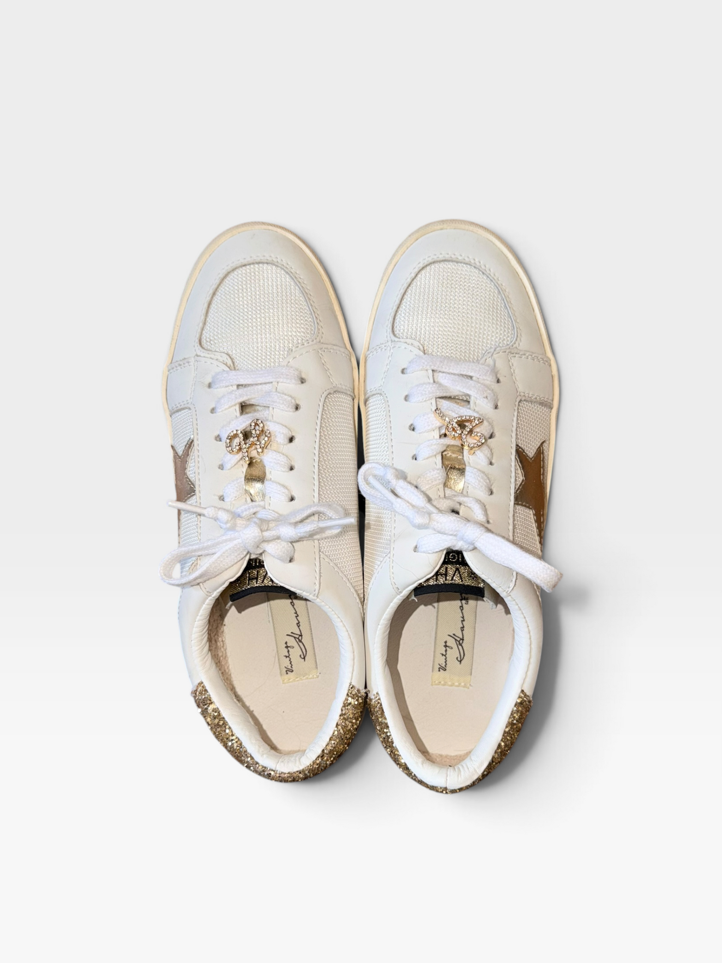 WHITE/GOLD VINTAGE HAVANA SHOES 9