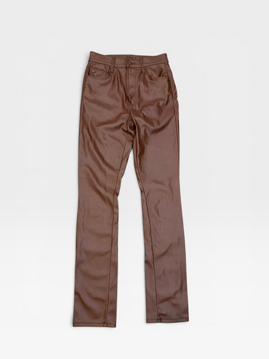 BROWN MOTHER FAUX LEATHER MID RISE DAZZLER ANKLE PANTS (ORG.$268) 25