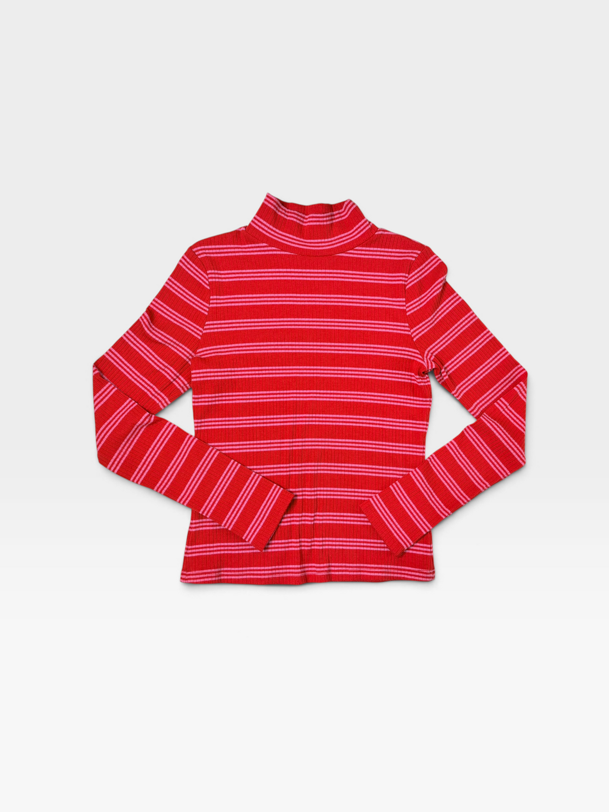 RED/PINK STRIPED MAEVE TURTLENECK TOP | S