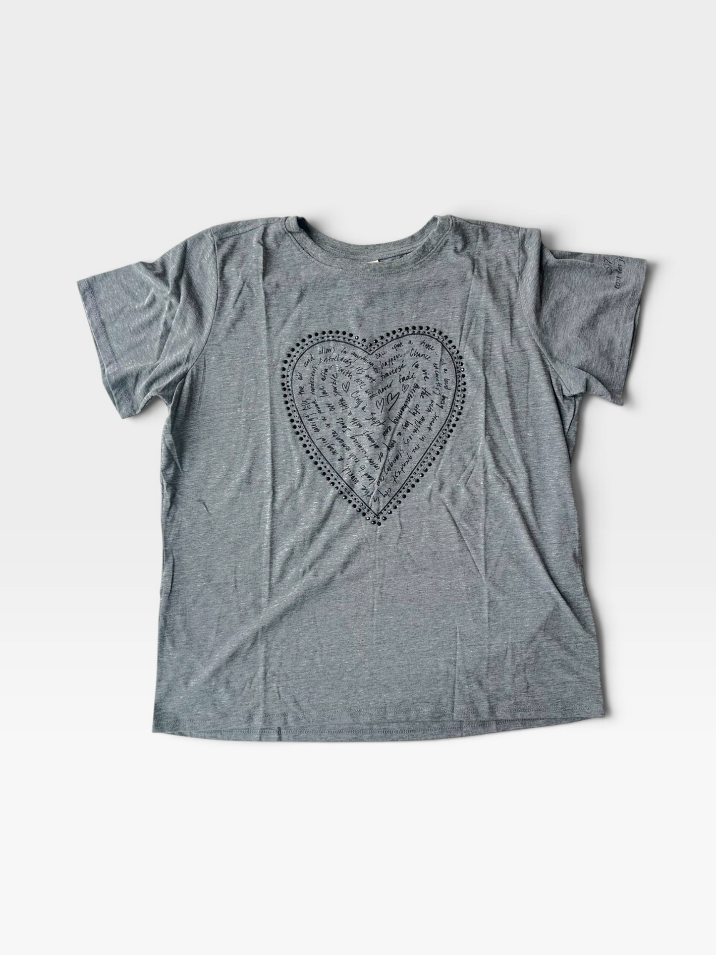 GREY CINQ A SEPT RHINESTONE HEART TEE (NWT $195) L
