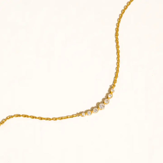 18K GOLD CRYSTAL CHAIN NECKLACE (NON-TARNISH)