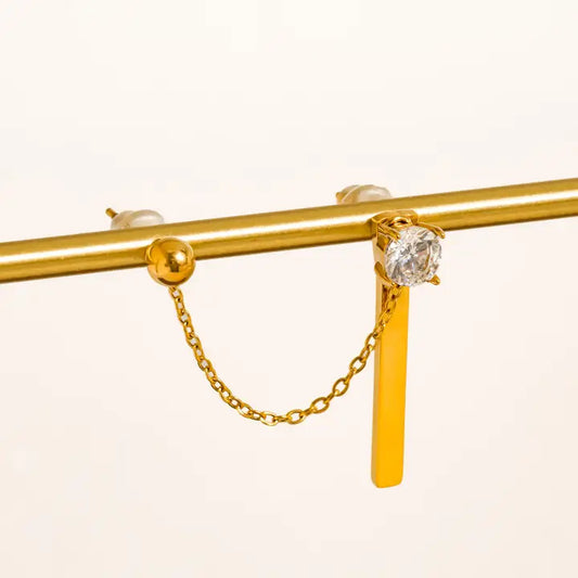 18K GOLD CHAIN DROP EARRING SET (NON-TARNISH)