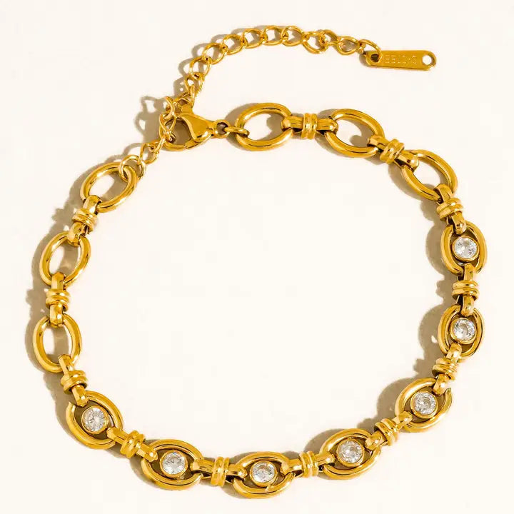 18K GOLD CIRCLE LINK BRACELET (NON-TARNISH)