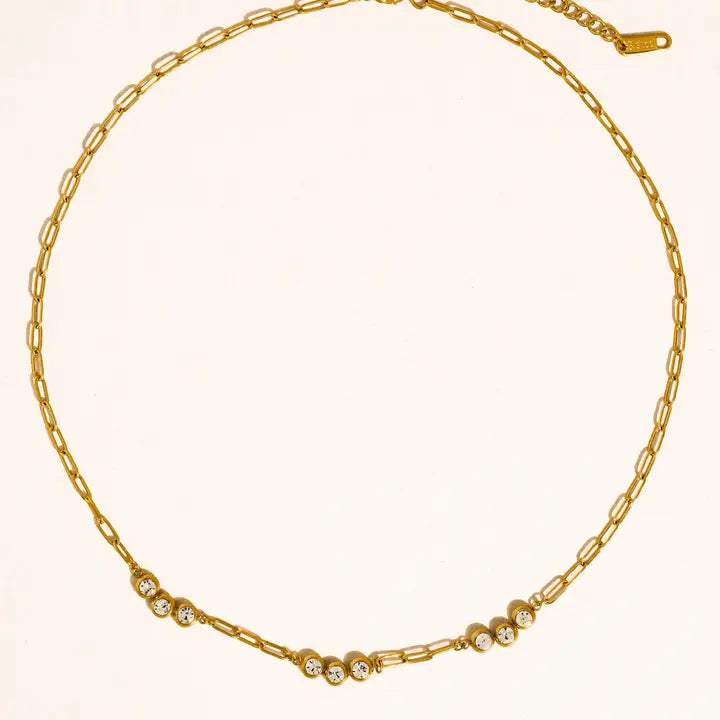 18K GOLD STATION CHAIN NECKLACE (NON-TARNISH)