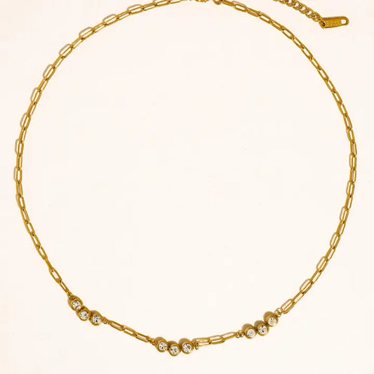 18K GOLD STATION CHAIN NECKLACE (NON-TARNISH)