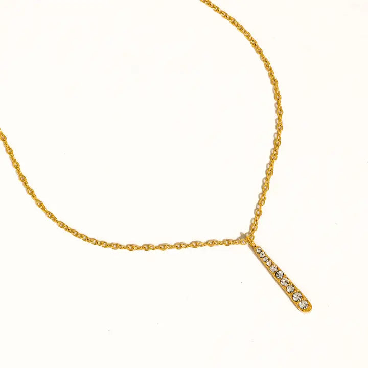 18K GOLD VERTICAL BAR NECKLACE (NON-TARNISH)