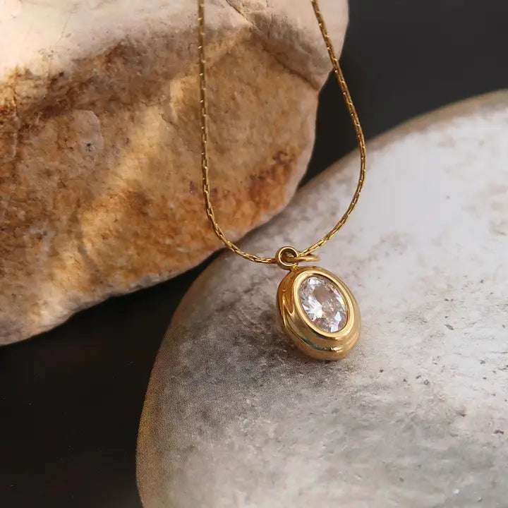 18K GOLD GEMSTONE NECKLACE YELLOW GOLD (NON-TARNISH)