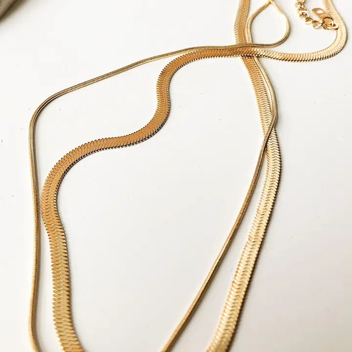 18K GOLD LAYERED SNAKE CHAIN NECKLACE (NON-TARNISH)