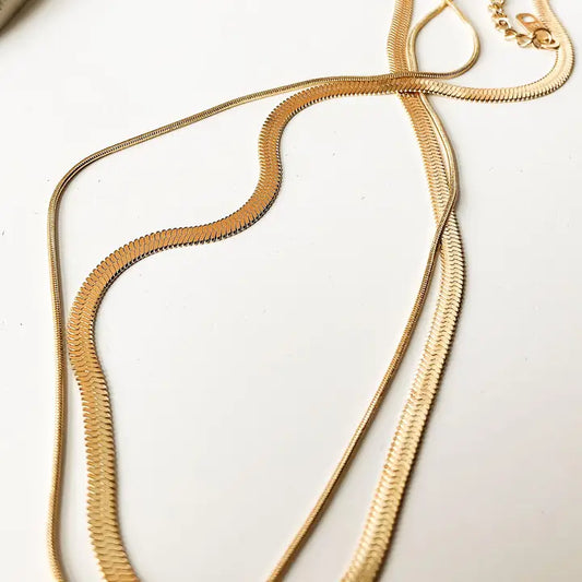 18K GOLD LAYERED SNAKE CHAIN NECKLACE (NON-TARNISH)