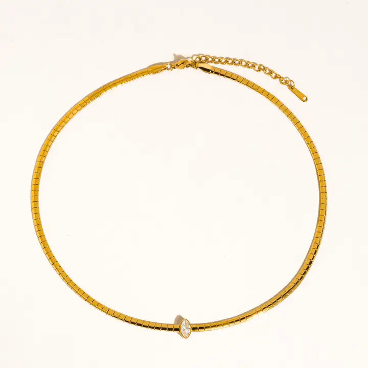 18K GOLD MARQUISE BOX CHOKER (NON-TARNISH)