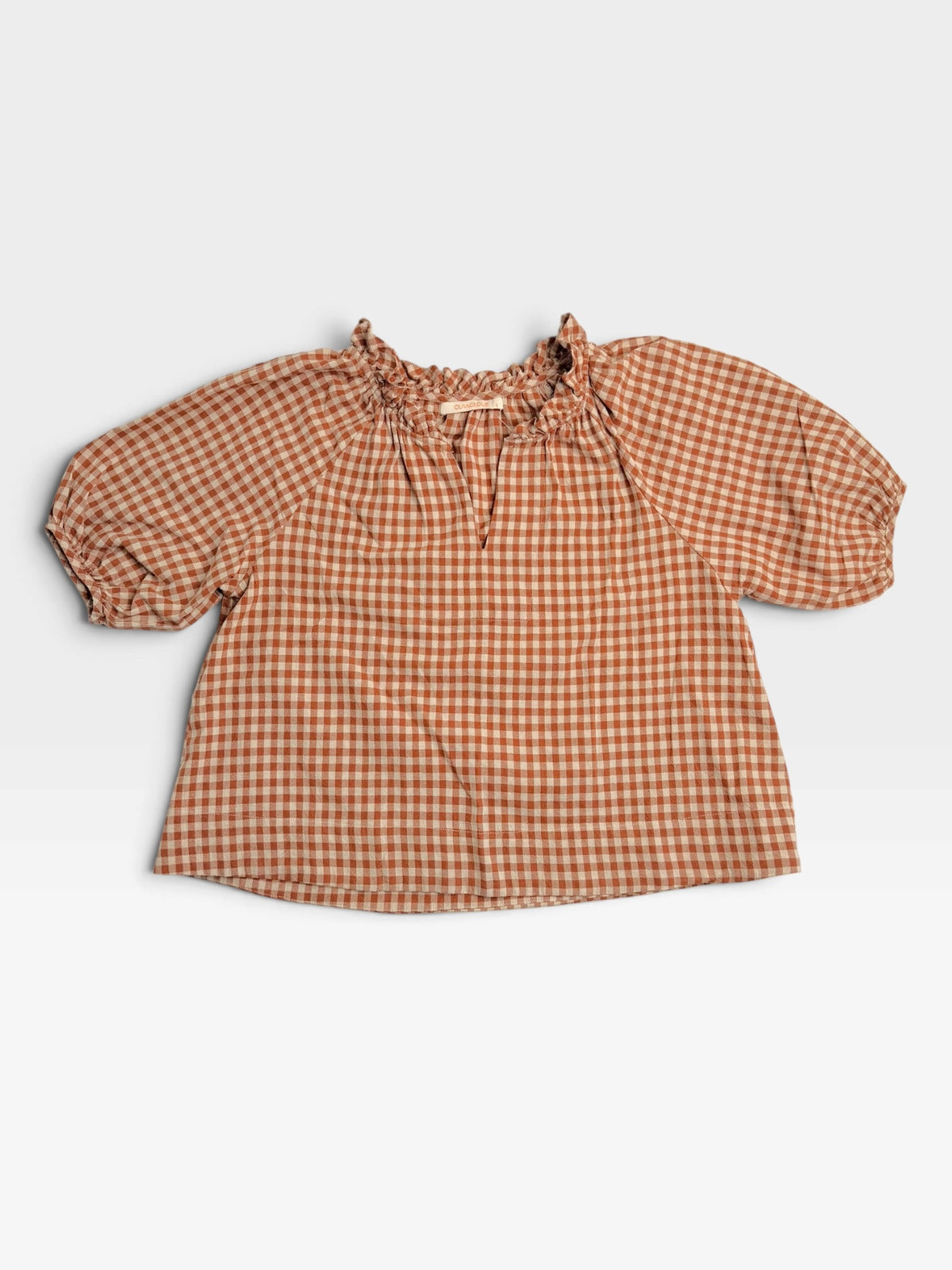 BROWN/TAN OLIVACEOUS TOP S