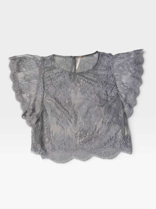 GREY LACE FREE PEOPLE TOP M