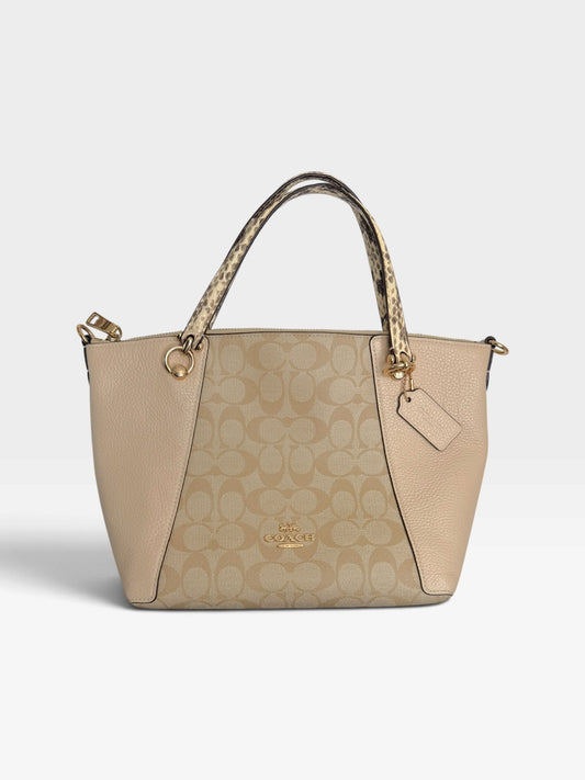 CREAM COACH SNAKE DETAILS PURSE