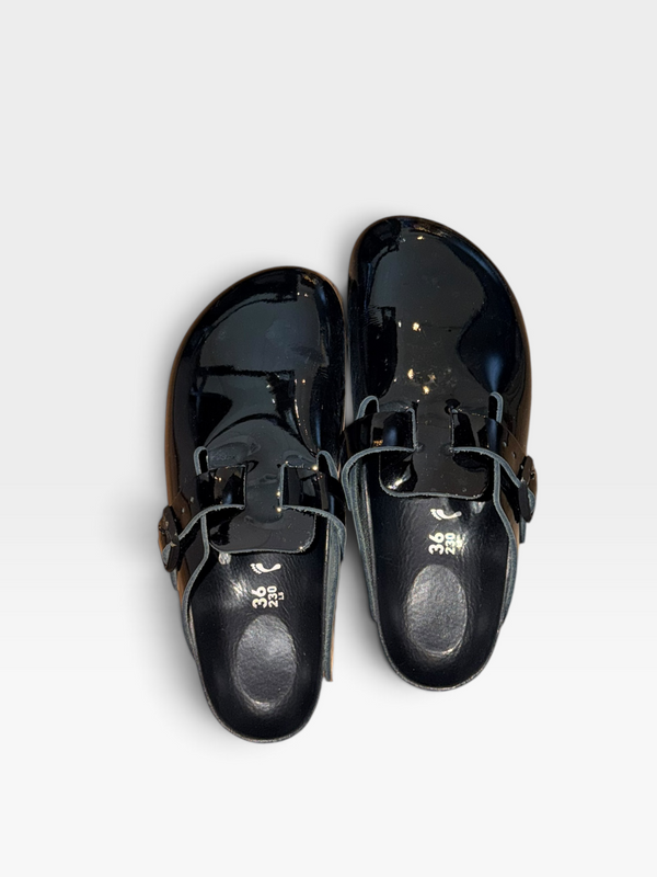 BLACK BIRKENSTOCK MULE SHOES 36