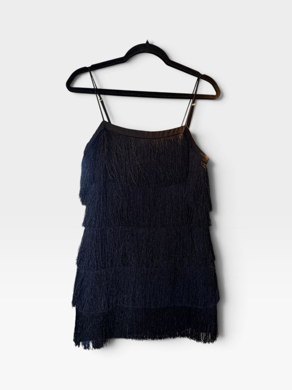 BLACK FRINGE LERUMI DRESS (NWT $172) M