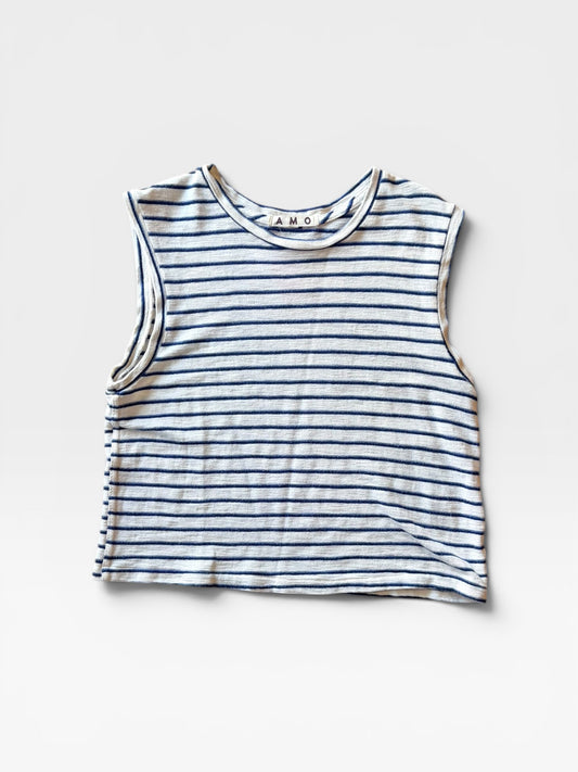 BLUE + WHITE STRIPED AMO TANK (ORG. $88) L