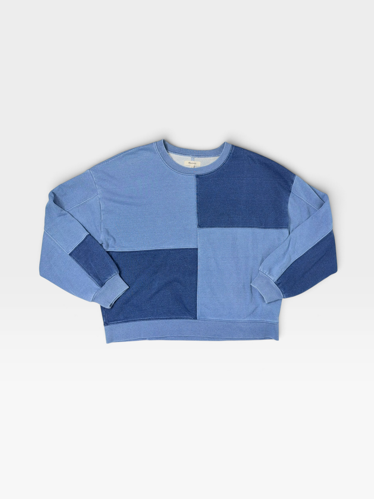 BLUE MADEWELL CHECKERED PULLOVER L