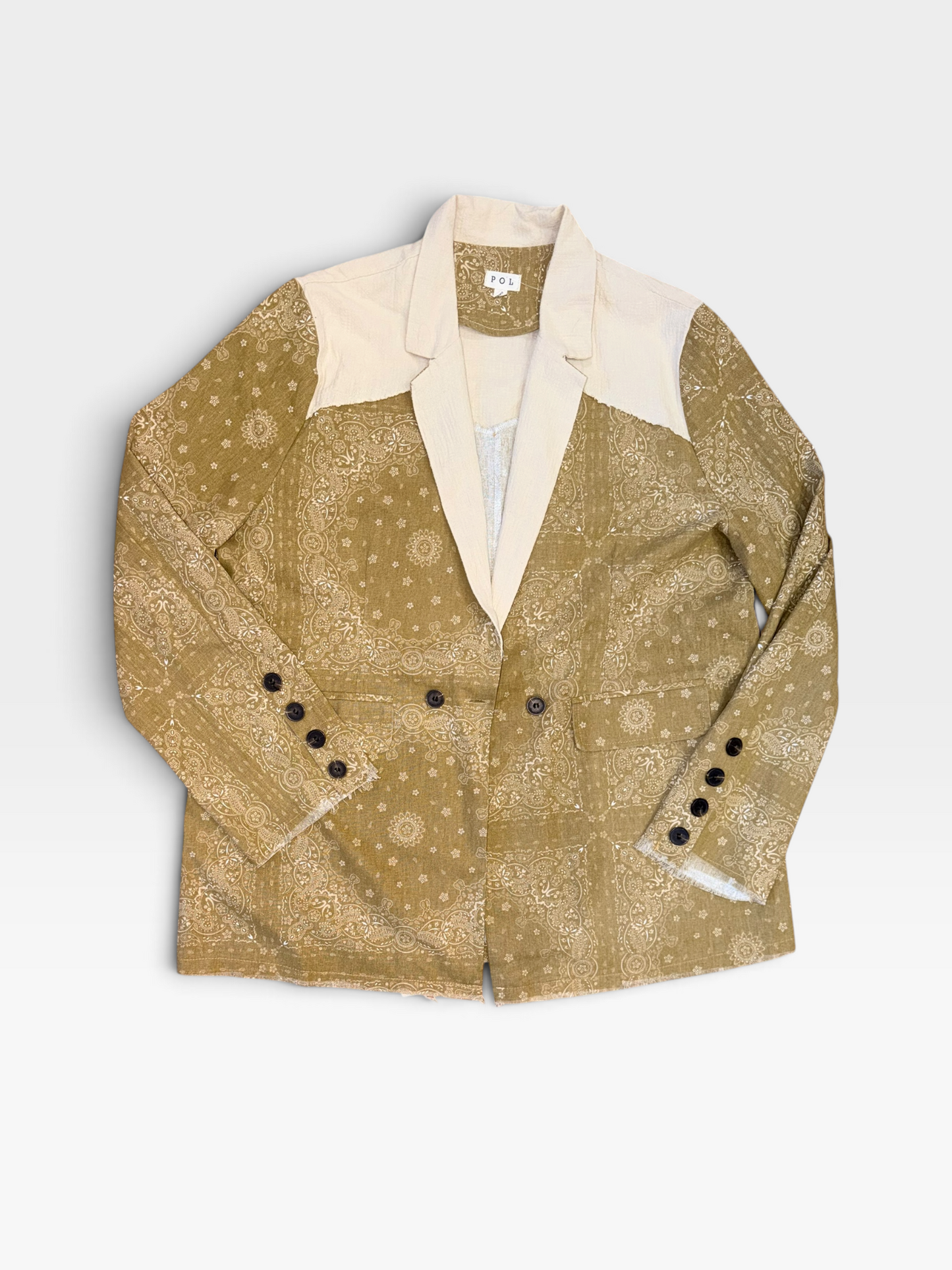 TAN/PAISLEY POL BLAZER L