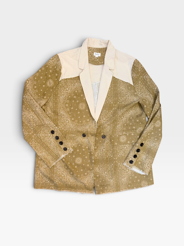 TAN/PAISLEY POL BLAZER L