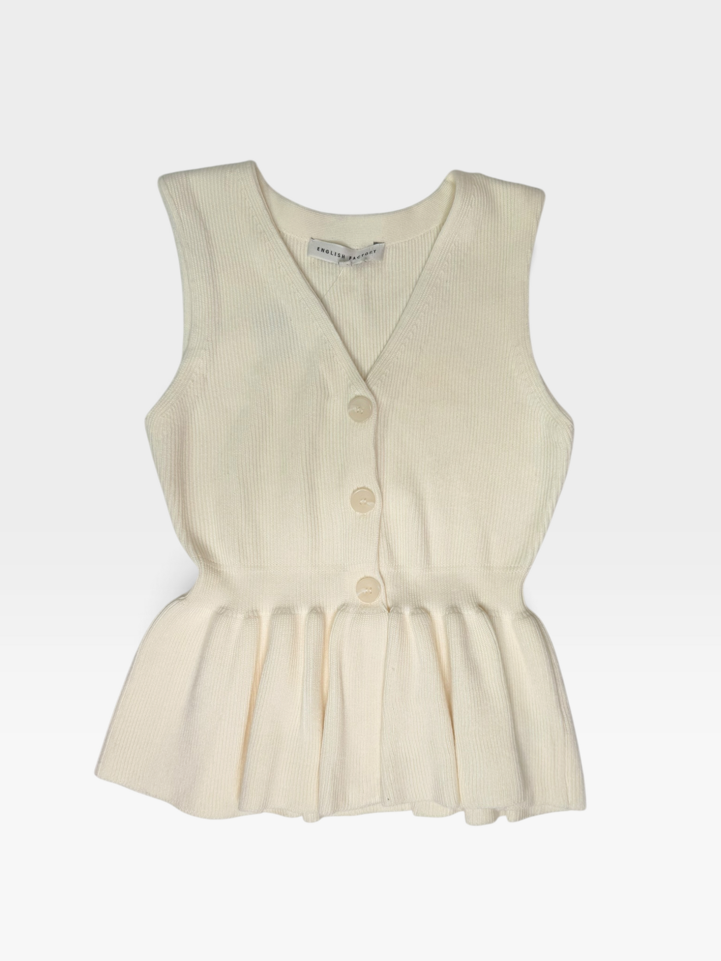 CREAM ENGLISH FACTORY SWEATER VEST S