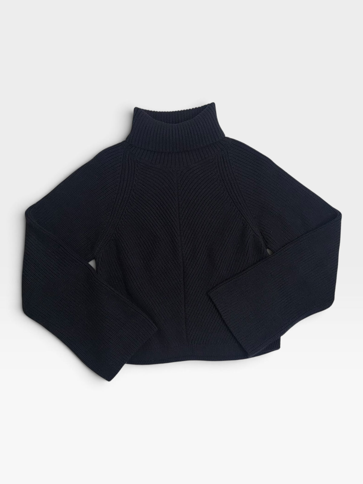 BLACK MAEVE CROPPED TURTLENECK SWEATER | M
