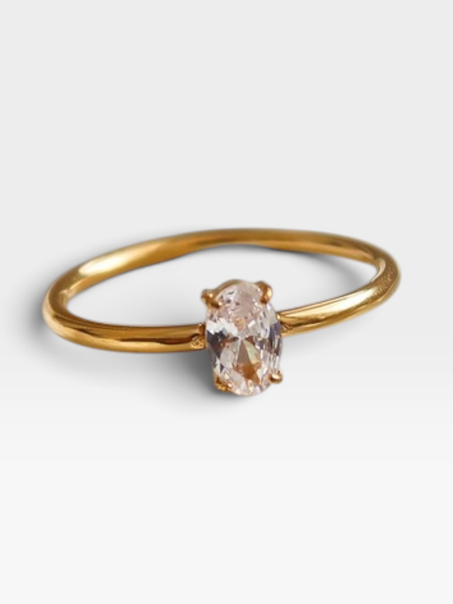 18K GOLD NON TARNISH CZ SQUARE THIN RING (8)