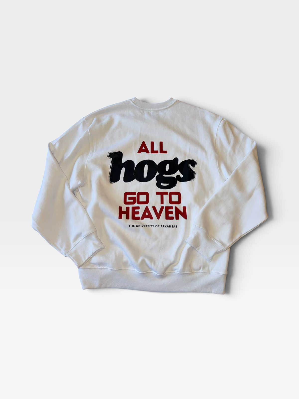 WHITE ALL HOGS GO TO HEAVEN PULLOVER L