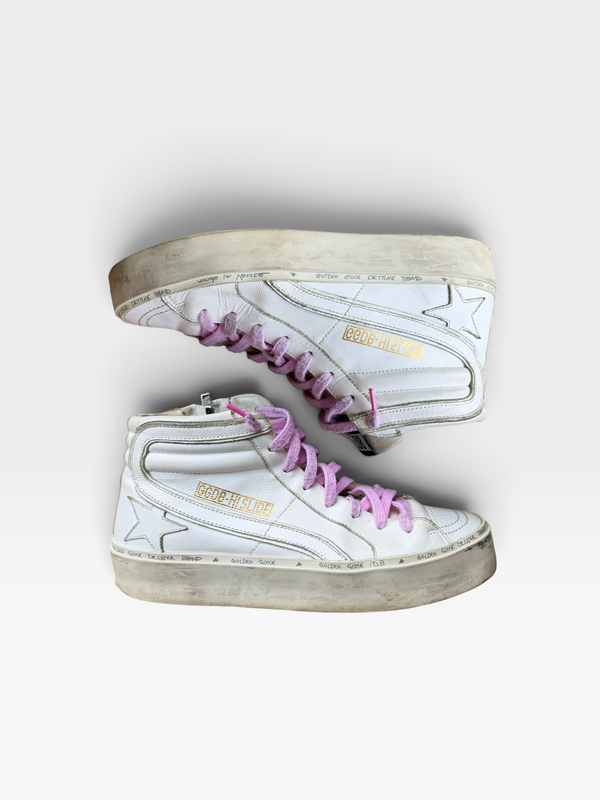 WHITE/PINK GOLDENGOOSE HIGHTOPS (AUTH) 40