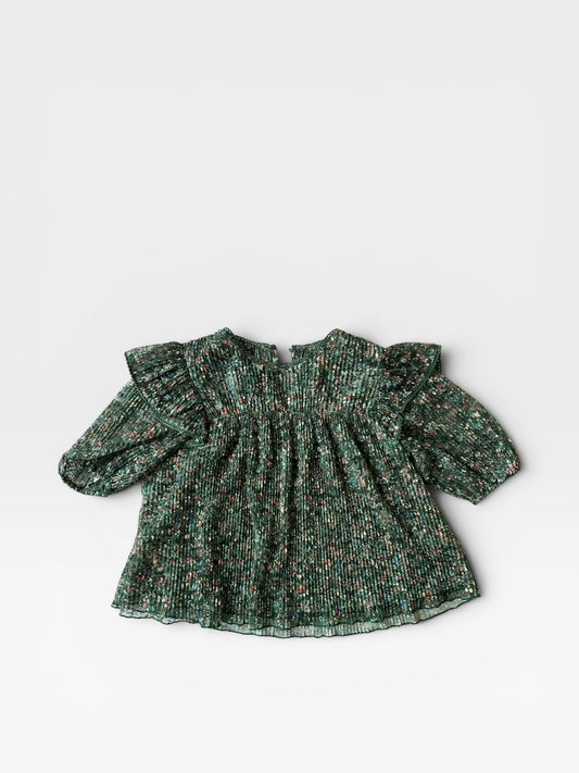 GREEN FLORAL MESH PORRIDGE TOP XS