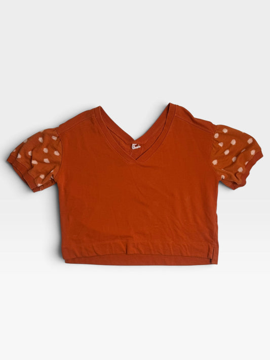 ORANGE DAILY PRACTICE POLKA DOT SLEEVE TOP | M
