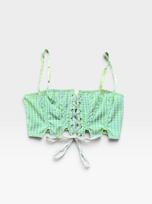 LIME/WHITE LYREBIRD CORSET TOP (NWT $88) M