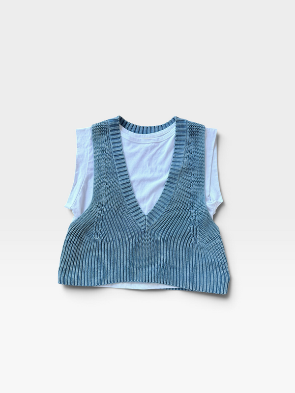 BLUE/WHITE ELAN VEST TOP S