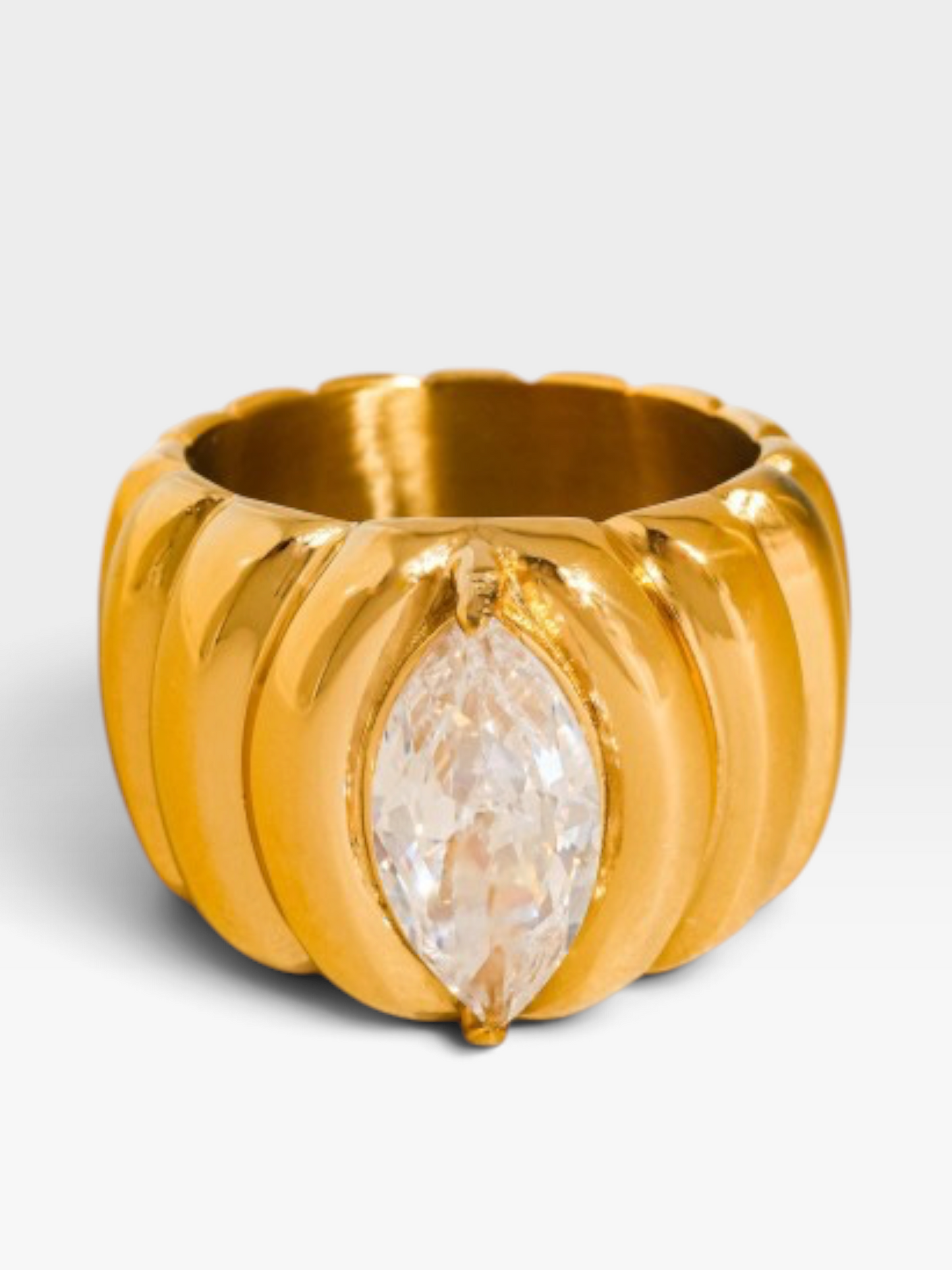 18K GOLD NON TARNISH MARQUISE CZ RING 7