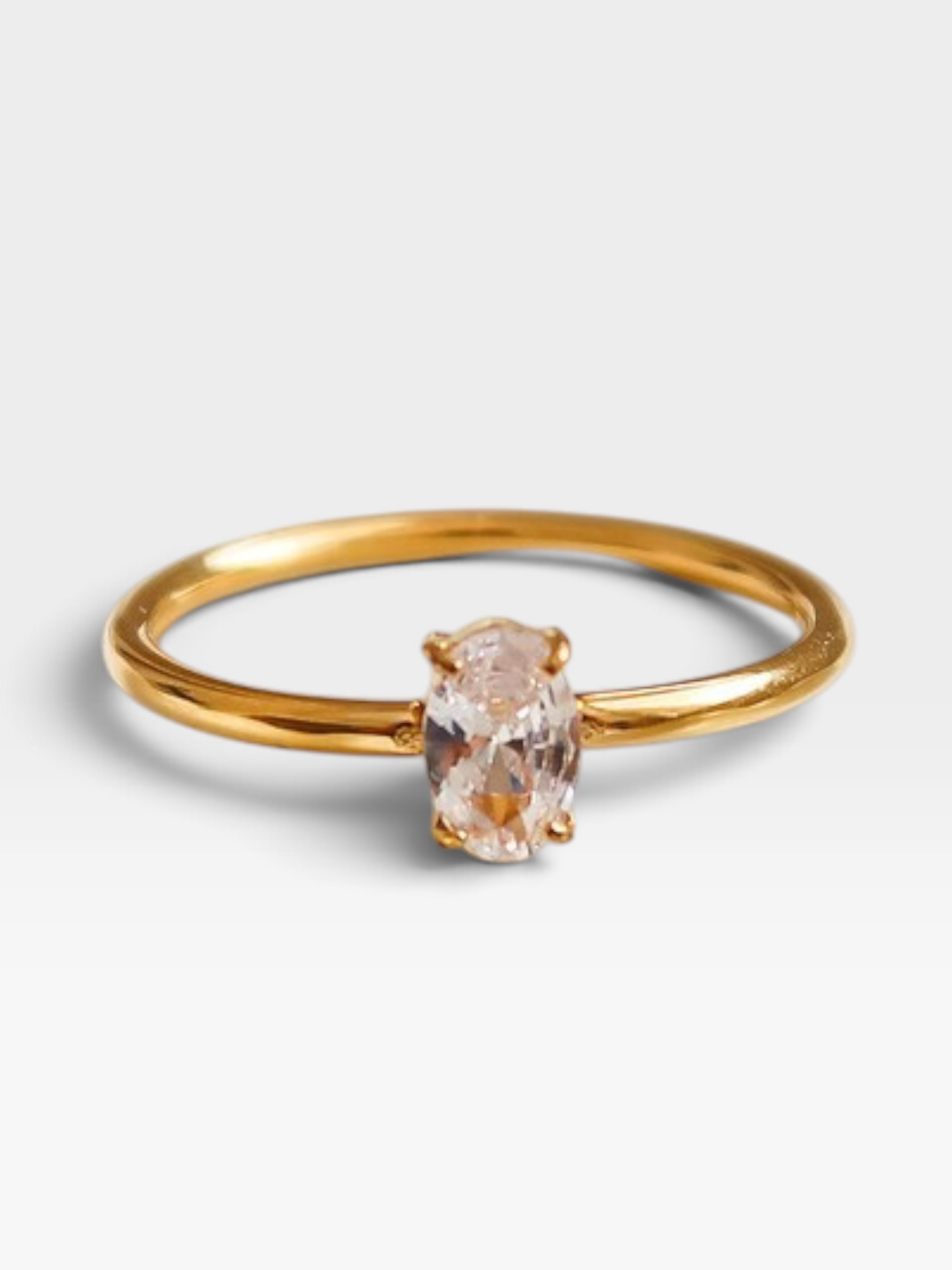 18K GOLD NON TARNISH CZ SQUARE THIN RING (8)
