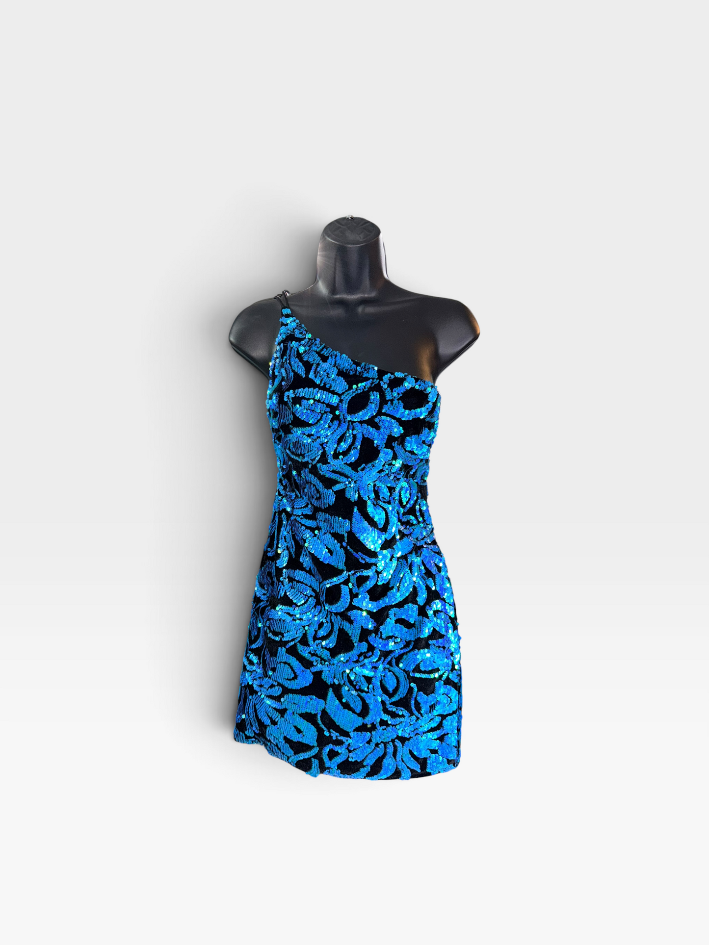 BLACK/BLUE SEQUIN BLONDIE NITES SHORT DRESS 3