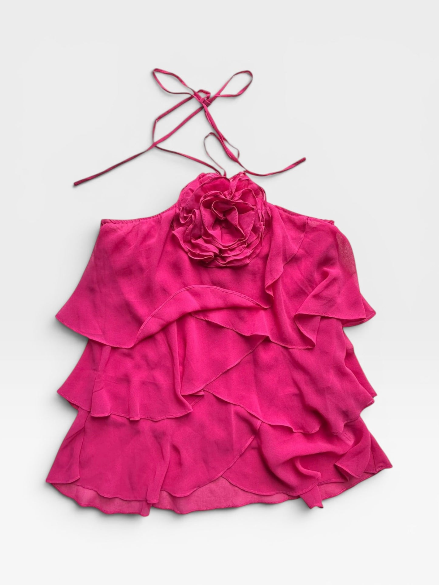 PINK FLOWER "LESHOP" HALTER TOP L