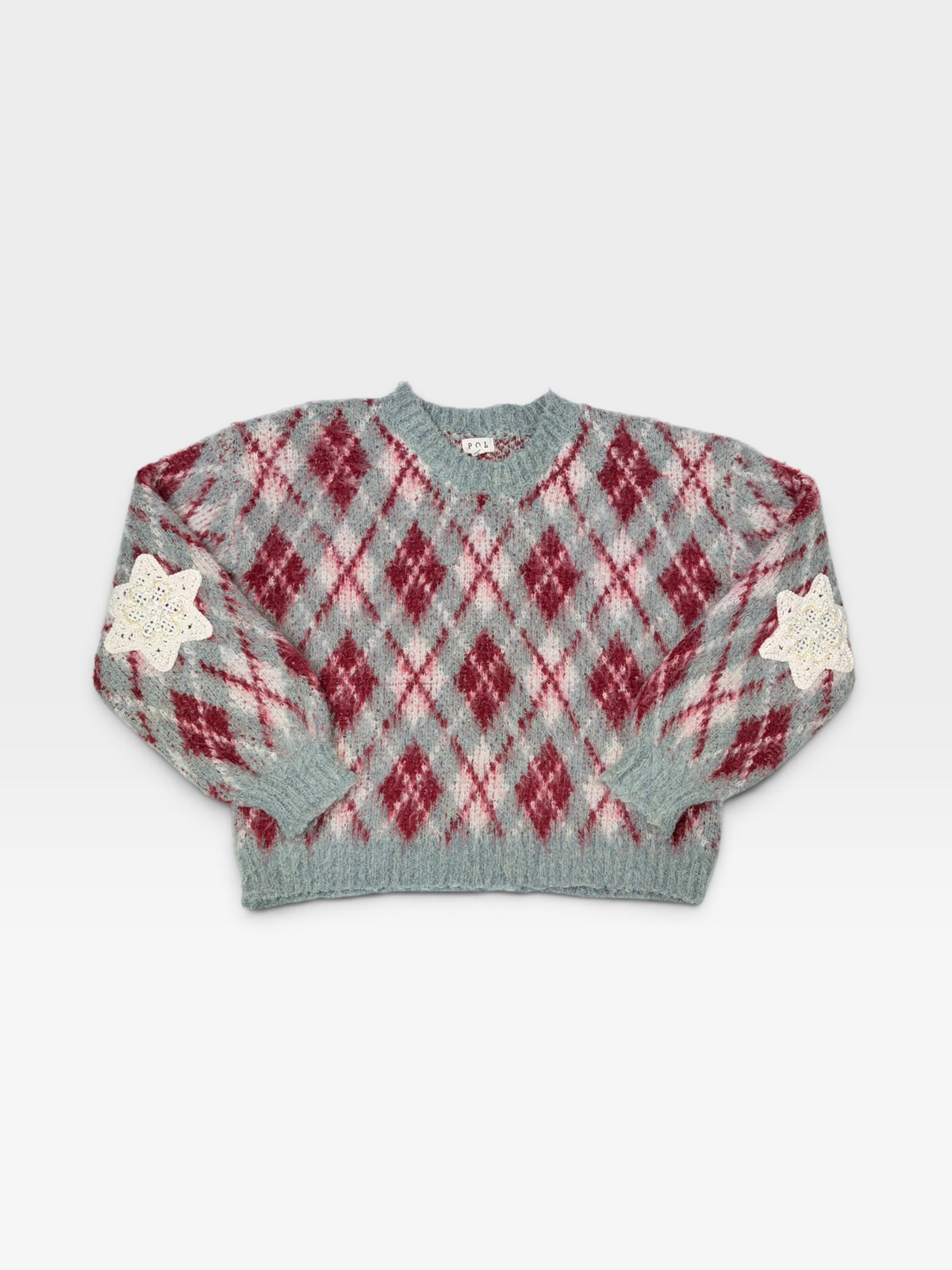GREY/RED POL STAR SWEATER S