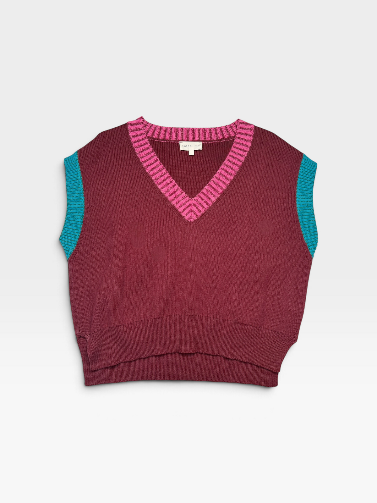 MAROON/PINK/BLUE ENTRO SWEATER VEST | S