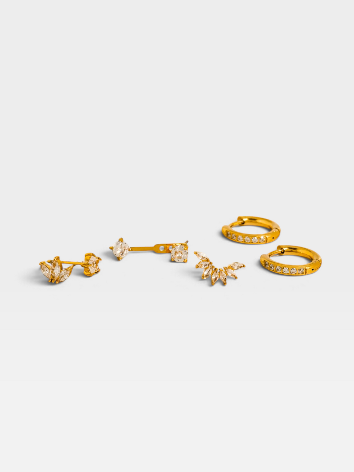 18K GOLD NON-TARNISH CZ MIX EARRING SET