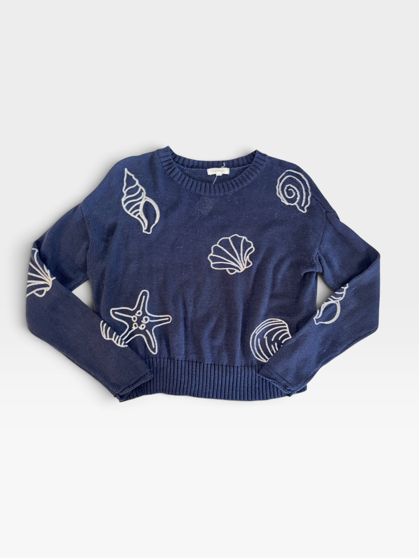 NAVY Z SUPPLY SHELL SWEATER (ORG. $78) XS