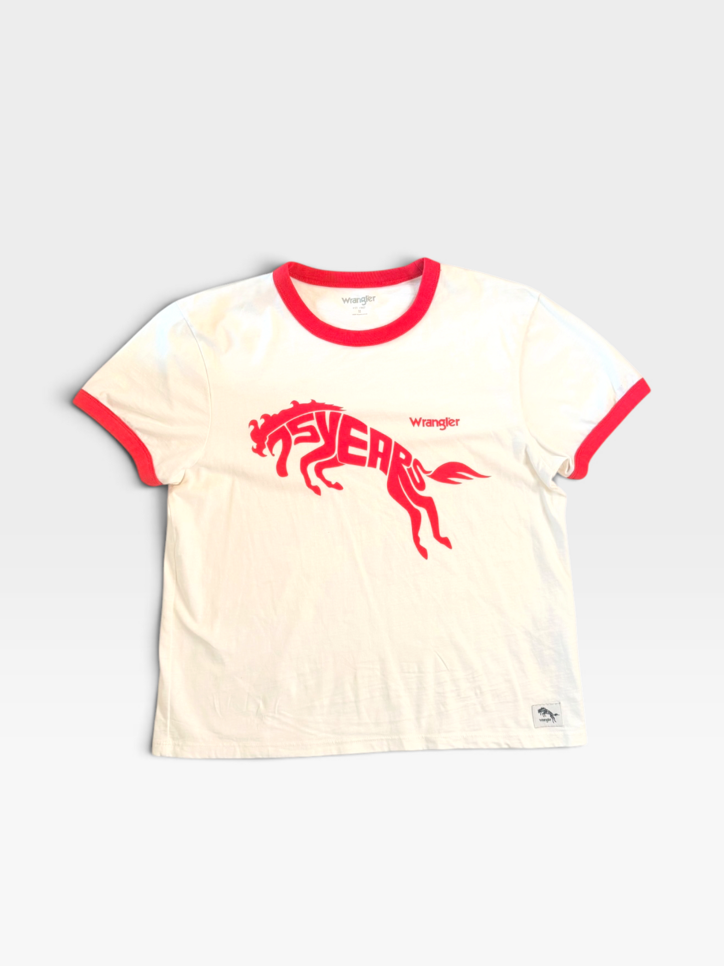 WHITE/RED WRANGLER TEE M