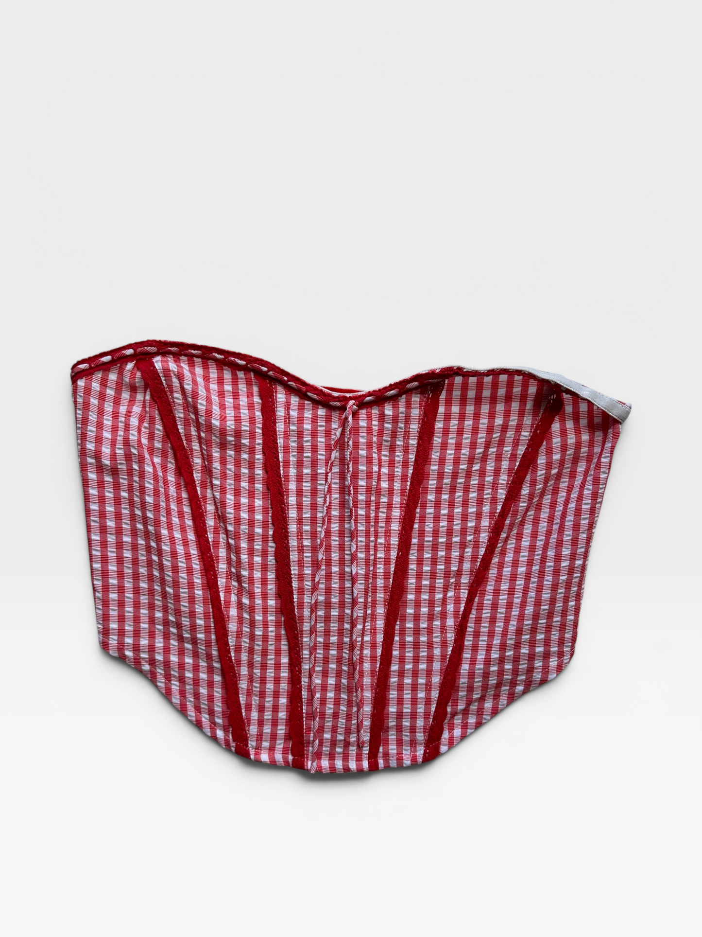 RED & WHITE CHECKERED TIC TOC CORSET TOP