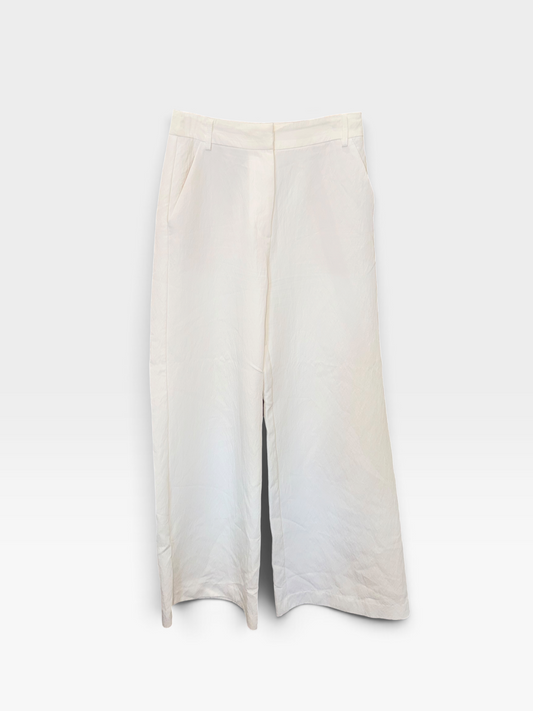 WHITE LINE & DOT PANTS S