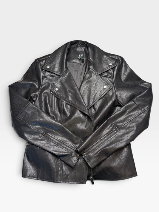BLACK KUT FROM THE KLOTH FAUX LEATHER JACKET | L