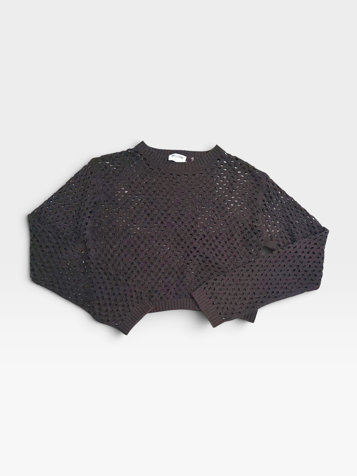 BROWN OPEN KNIT LNA CLOTHING SWEATER (ORG. $128) M