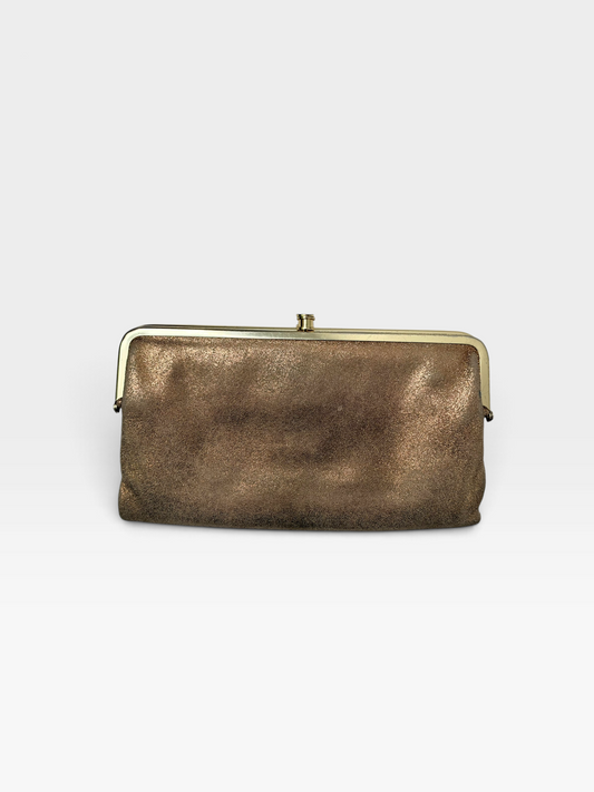 GOLD HOBO LAUREN METALLIC LEATHER WALLET