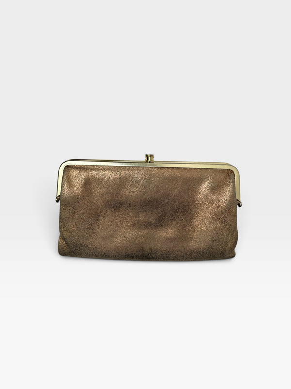 GOLD HOBO LAUREN METALLIC LEATHER WALLET