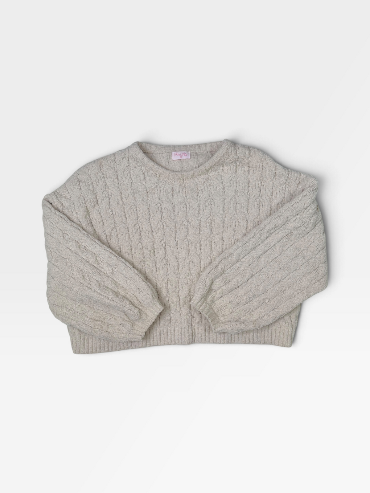 CREAM PINK LILY SWEATER M